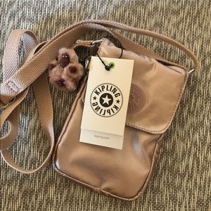 New With Tag KIpling TISSY Cell Phone Crossbody Purse With Fuzzy Gorilla Friend